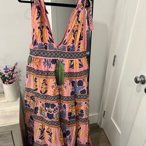 FARM Rio Pink and Blue Seashell Tapestry Dress